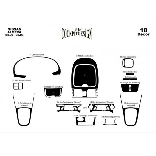 Nissan Almera Maun Kaplama 2000-2003 arası 18 Parça