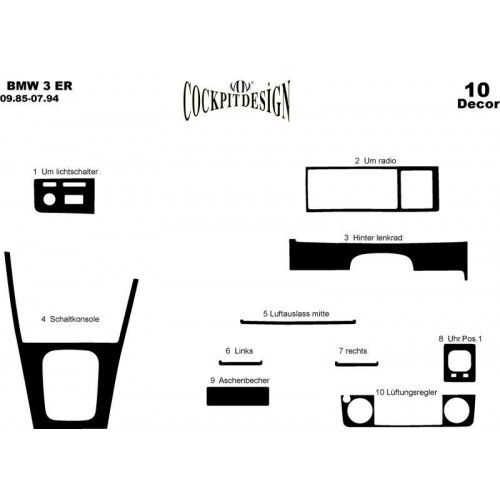 Bmw 3 Seri E30 Maun Kaplama 1985-1994 arası 10 Parça