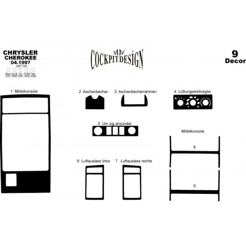 Chrysler Cherokee Maun Kaplama 1997 üzeri 9 Parça