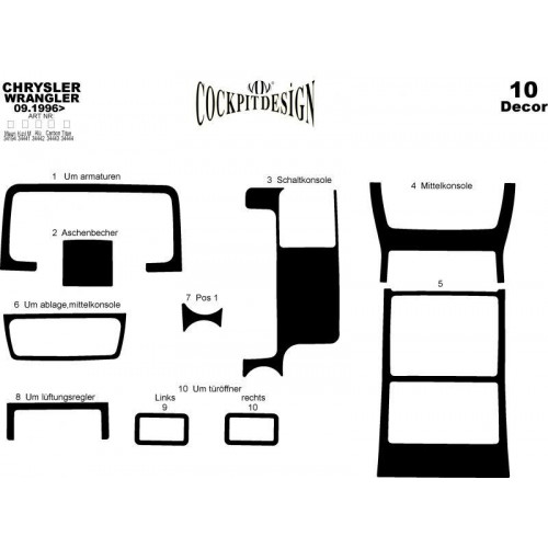 Chrysler Wrangler Maun Kaplama 1996 üzeri 10 Parça