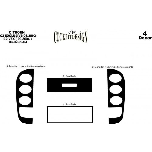 Citroen C2-C3 Maun Kaplama 2002-2004 arası 4 Parça