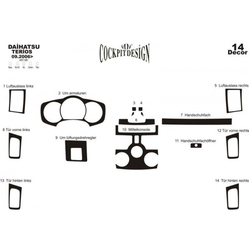 Daihatsu Terios Maun Kaplama 2006 sonrası 14 Parça