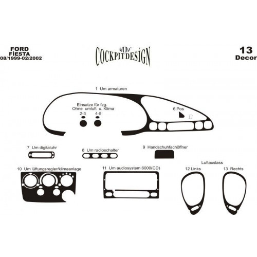 Ford Fiesta Maun Kaplama 1999-2002 arası 13 Parça