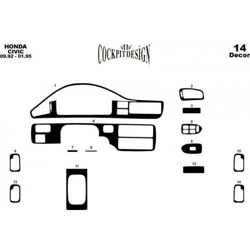 Honda Civic Maun Kaplama 1992-1995 arası 14 Parça