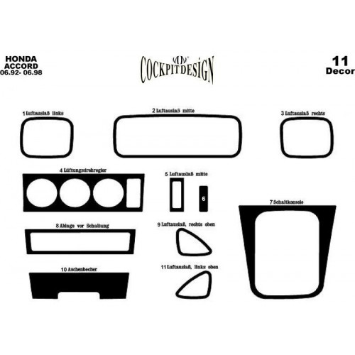 Honda Accord Maun Kaplama 1992-1998 arası 11 Parça 