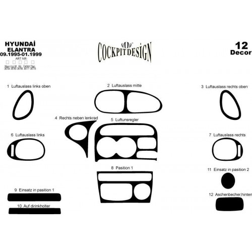 Hyundai Elantra Maun Kaplama 1995-1999 arası 12 Parça