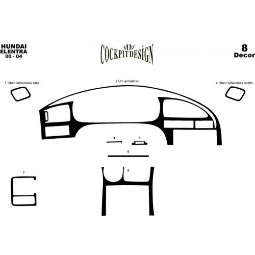 Hyundai Elantra Maun Kaplama 2000-2004 arası 8 Parça 