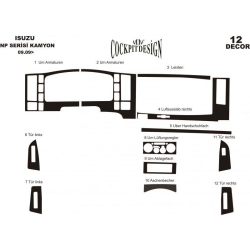 Isuzu Npr Serisi Maun Kaplama 2009 üzeri 12 Parça