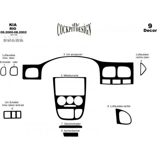 Kia Rio Maun Kaplama 2000-2002 arası 9 Parça 