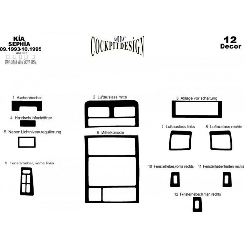 Kia Sephia Maun Kaplama 1993-1995 arası 12 Parça