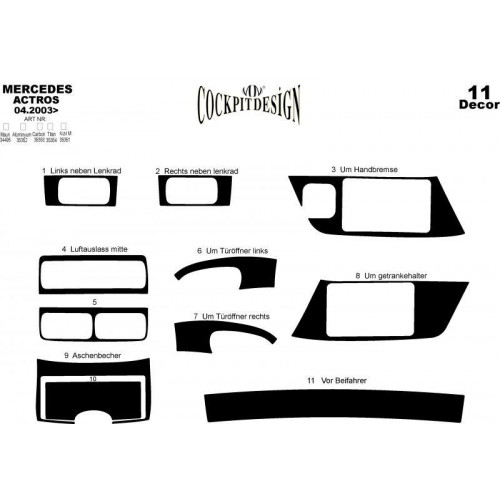 Mercedes Actros Maun Kaplama 2003-2011 arası 11 Parça