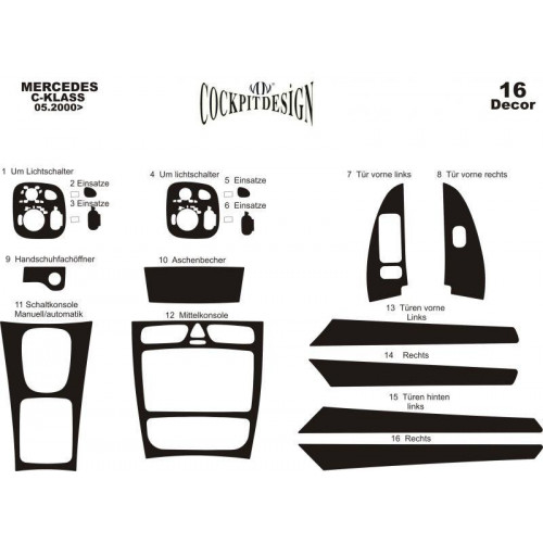  Mercedes C Serisi Maun Kaplama 2000-2006 arası 16 Parça 