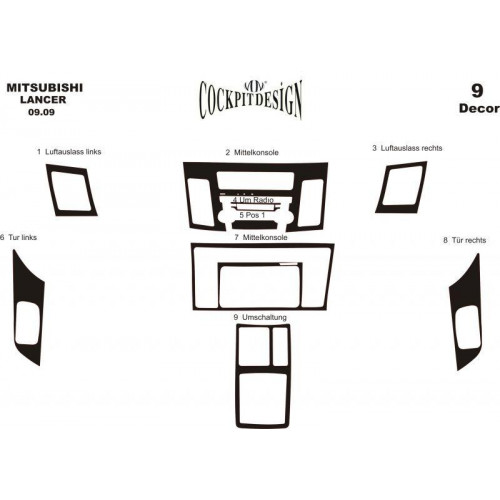 Mitsubishi Lancer Maun Kaplama 2010 üzeri 9 Parça 