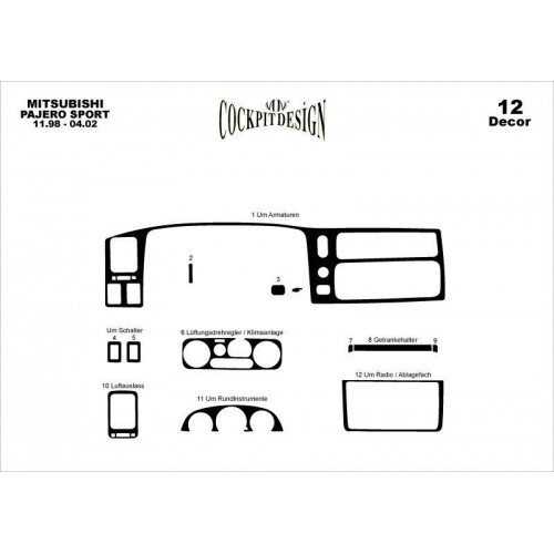 Mitsubishi Pajero Sport Maun Kaplama 1998-2002 ARASI 12 Parça