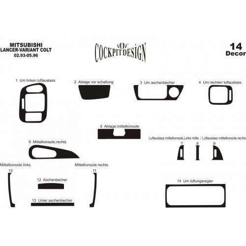 Mitsubishi Colt - Lancer Maun Kaplama 1992-1996 arası 14 Parça