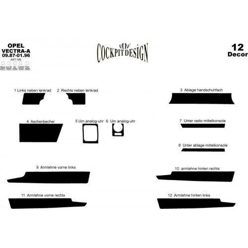 Opel Vectra A Maun Kaplama 1987-1995 arası 12 Parça