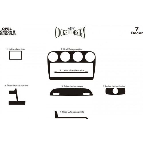 Opel Omega B Maun Kaplama 1993-1999 arası 7 Parça