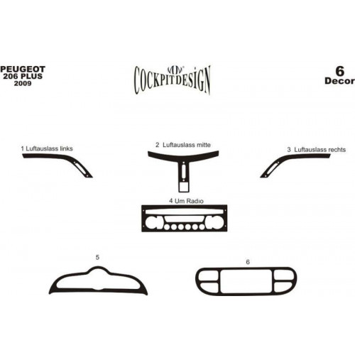 Peugeot 206 Plus Maun Kaplama 2009 6 Parça 