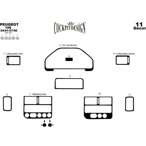 Peugeot 106 Maun Kaplama 1991-1996 11 Parça