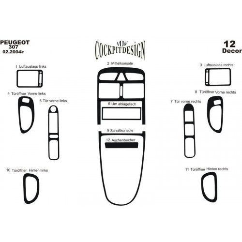 Peugeot 307 Maun Kaplama 2004-2008 12 Parça