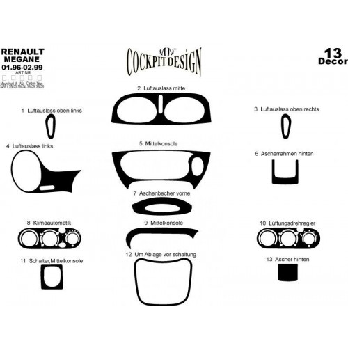 Renault Megane Maun Kaplama 1996-1999 13 Parça