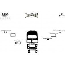 Toyota Avensis Maun Kaplama 1997-2000 arası 9 Parça