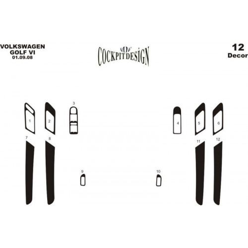 Volkswagen Golf 6 Kapılar Maun Kaplama 2008 üzeri 12 Parça