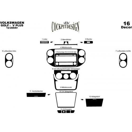 Volkswagen Golf 5 Plus Maun Kaplama 2004 16 Parça