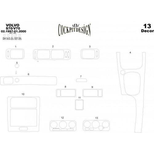 Volvo S70 / V70 Maun Kaplama 1997-2000 arası 13 Parça 