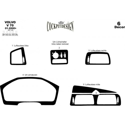 Volvo V70 Maun Kaplama 2000-2005 6 Parça 