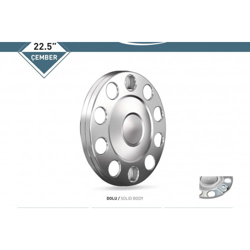 22,5'' BOMBELİ ÇEMBER MOD. METAL PASLANMAZ JANT KAPAĞI DOLU GÖVDE