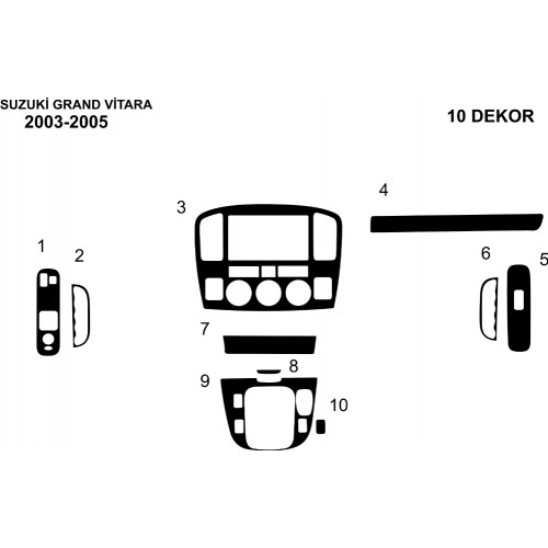 Suzuki Grand Vitara 4X4 Maun Kaplama 2003-2005 Arası 10 Parça