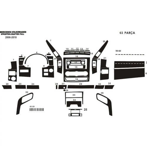 Mercedes Sprinter Volt Crafter Maun Kaplama 2006 üzeri 61 Parça