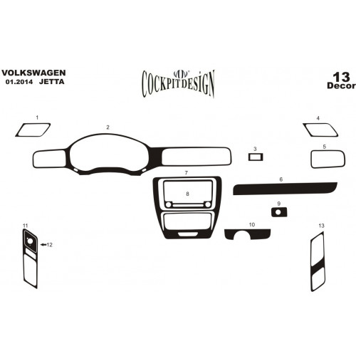 Volkswagen Jetta Maun Kaplama 2013 üzeri 13 Parça